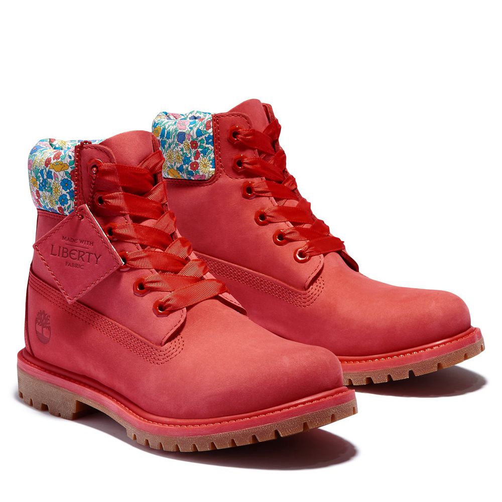 Bocanci 6-Inch Timberland Dama Rosii - Premium Waterproof Made With Liberty Fabric - Romania - WFRNM